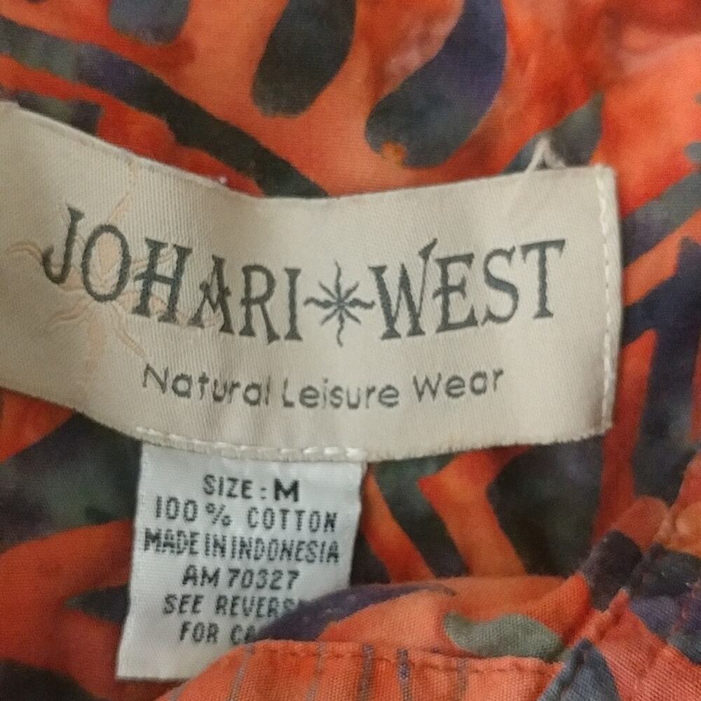 Johari West Natural Leisure Wear Shirt Tribal Hawaiian Size M - Picture 3 of 6